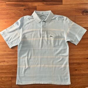 Vintage IZOD Lacoste Light Blue Striped Polo Shirt - Size XL